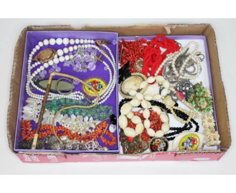 A tray of vintage costume jewellery.  