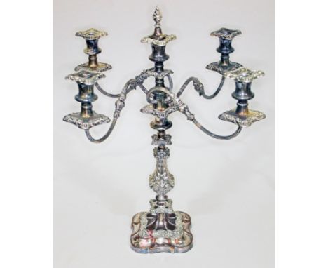 A silver plated four branch candelabra, height 55cm.  