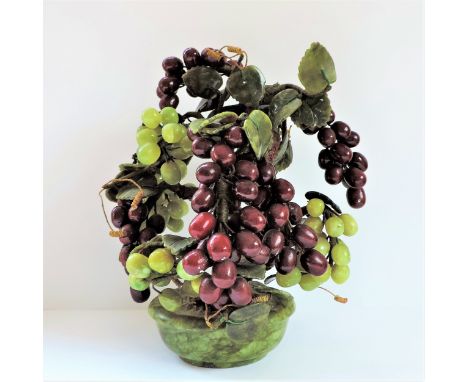 Vintage Chinese Hardstone Grape Cluster Arrangement 27cm High. Circa 1935-40 fine quality Chinese hardstone grape cluster arr