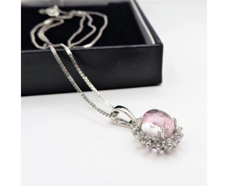 Sterling Silver Cabochon Rose de France Amethyst Pendant New with Gift Pouch. A sterling silver pendant set with a Rose de Fr