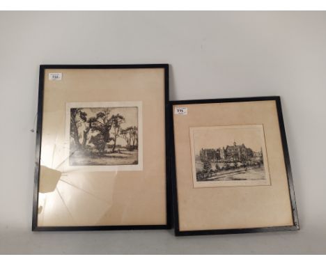A framed etching signed in pencil 'Near Walberswick Harold Thornton' plus a smaller example signed 'King Edward VII Grammar S