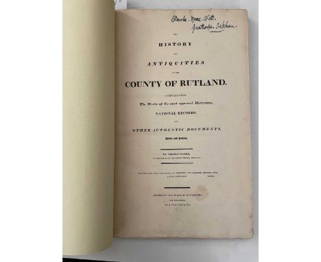 BLORE (Thomas)  The History and Antiquitites of the County of Rutland, vol. I part II The East Hundred. Stamford: for the Aut