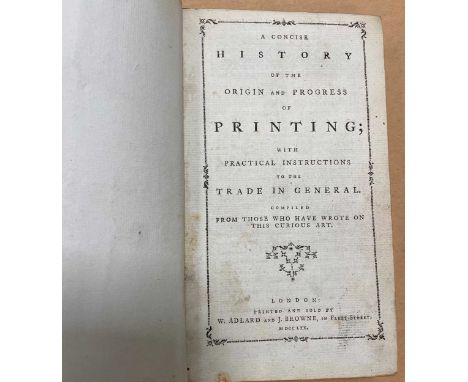 LUCKCOMBE (Philip)  A Concise History of the Origin and Progress of Printing…, London: W. Adlard and J. Browne, 1770, 1st edi