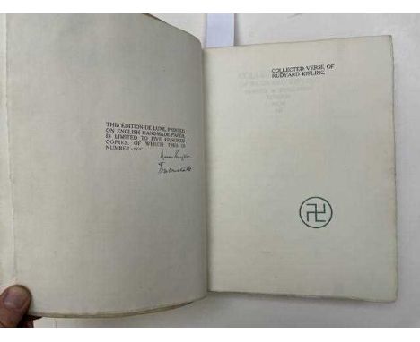 KIPLING (Rudyard) Collected Verse, de luxe edition, Hodder &amp; Stoughton 1912, 4to, no. 385 of 500 copies, limp vellum, lac