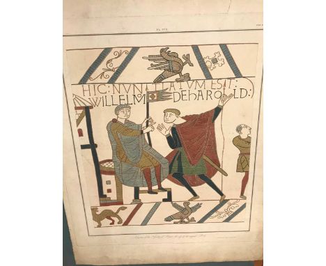 Bayeux Tapestry Series of 17 coloured plates engraved by J. Basire after C. Stothard, loose, published by the Society of Anti