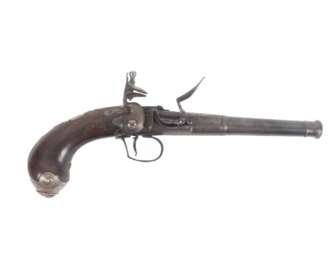 A rare flintlock pistol by Nicholas Paris, Warwick, signed ' N .Paris, Warwick ', 13 cm screw off cannon barrel, engraved ste