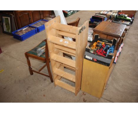 A folding pine loft ladder and a fluorescent ceiling light