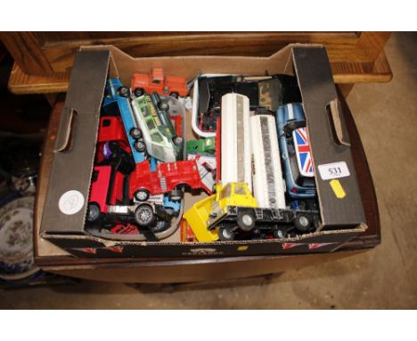 A box of diecast toys; to include Corgi and Dinky