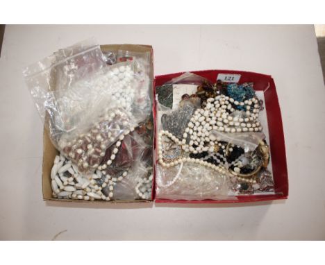Two boxes of vintage necklaces for repair 