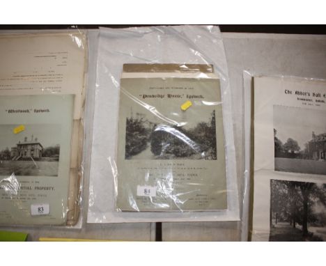 A quantity of vintage sale particulars to include Red House Estate Ipswich, Harkstead Hall, Wissett Hall etc.