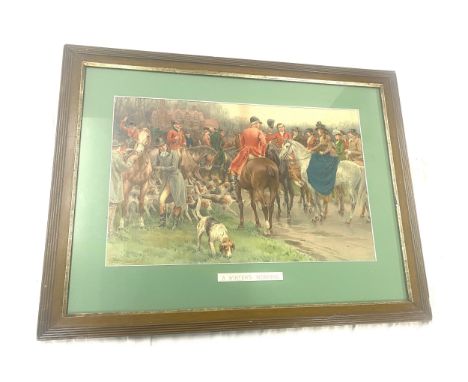 Pears marked hunting scene print titled a winter morning 25.5 inches wide 20 inches tall 
