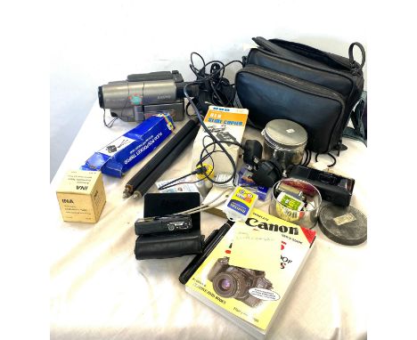 Large selection of camera equipment to include camcorders, etc untested 