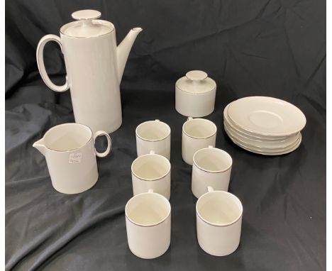 15 Piece Thomas Platinum thin line coffee set includes 1 coffe pot, sugar bowl, cream jug, coffee cups and saucers 