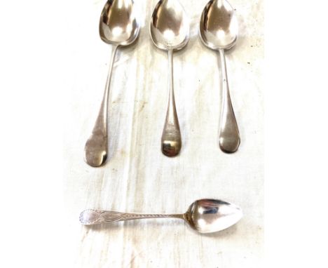 Set of 3 vintage Sheffield silver Spoons, hallmarked plus other, total weight 256grams 