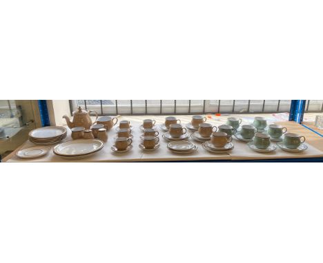 13 pieces of Denby Regency green and 41 pieces of Denby Viceroy includes Cups, saucers, dinner plates, tea pot with lid etc 