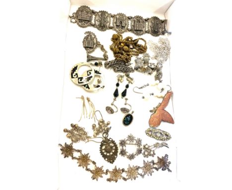 Selection ladies vintage and later costume jewellery to include silver pieces 