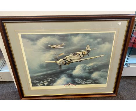 Large framed spitfire print, signed, limited edition 20/950, measures approx 31 inches by 37.5 inches 