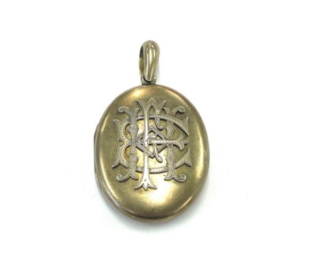 Unmarked victorian silver locket containing two hand painted portrait miniatures, size not including top loop 4cm by 3cm 