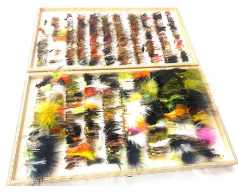 Vintage wooden case of fishing flies 