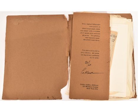 Reginald Pollock lithographs, a quantity of signed limited edition (28/60) lithographs in a brown folio folder,signed by the 