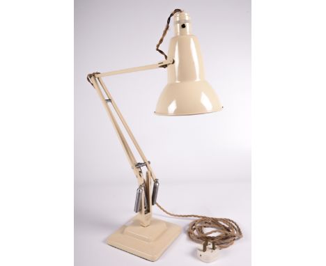 Vintage / Retro : A model 1227 cream Anglepoise lamp made and signed by Herbert. With stepped square two-tier base. Shade dia
