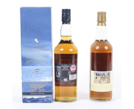 Two bottles of single malt whisky. Comprising a bottle of Talisker Skye Single Malt Scotch Whisky, boxed, 70cl, 45.8% vol, an