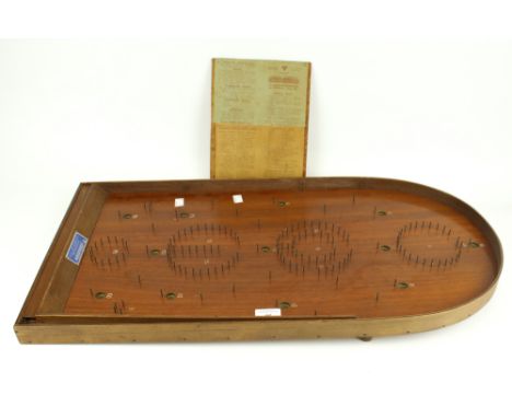 A wooden vintage Holey Bogey Corinthian Bagatelle board and rules. By Abbey. 76cm x 38.5cm