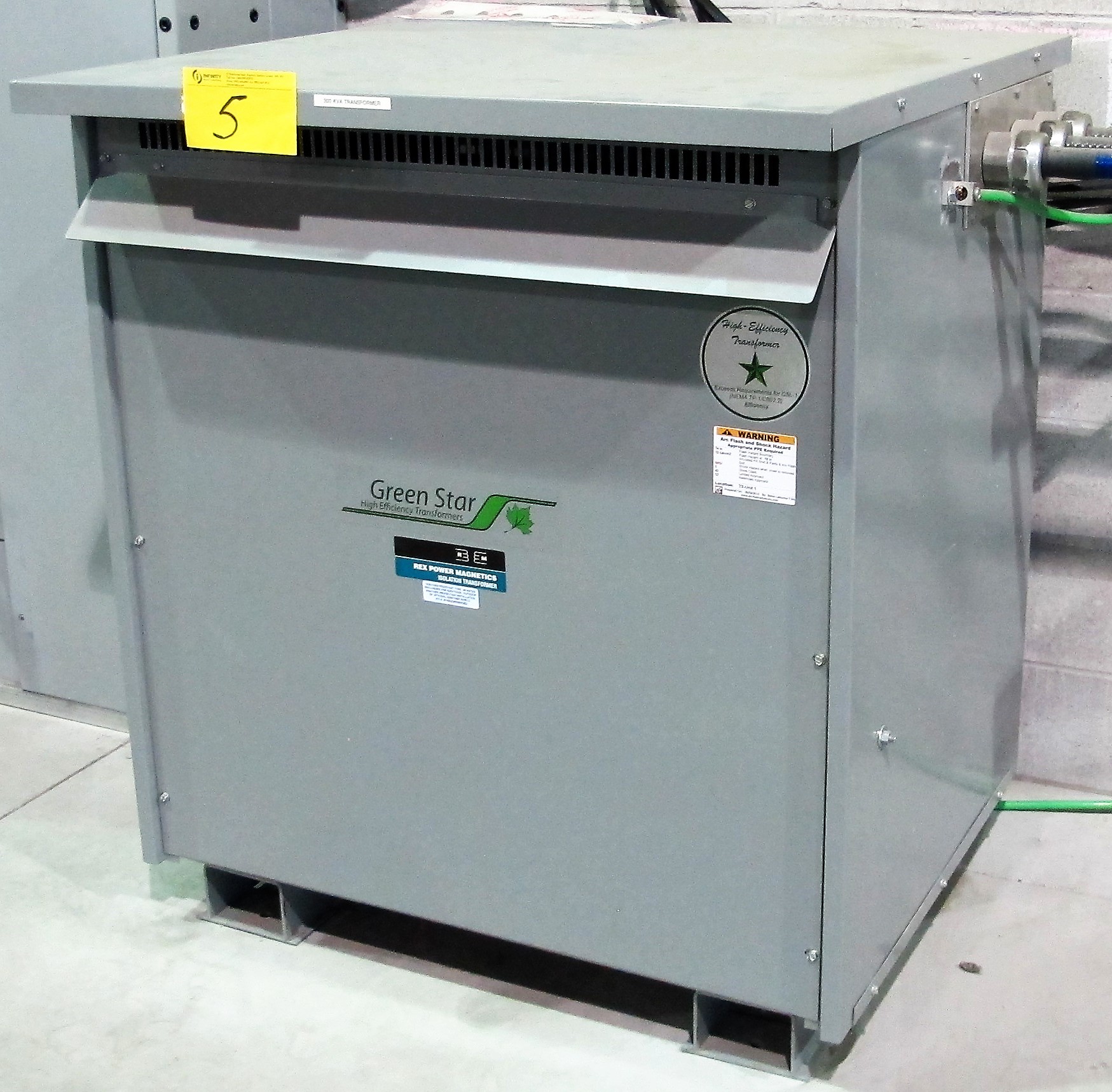 REX POWER 300KVA TRANSFORMER, 600D PRIMARY, 480Y/277 SECONDARY