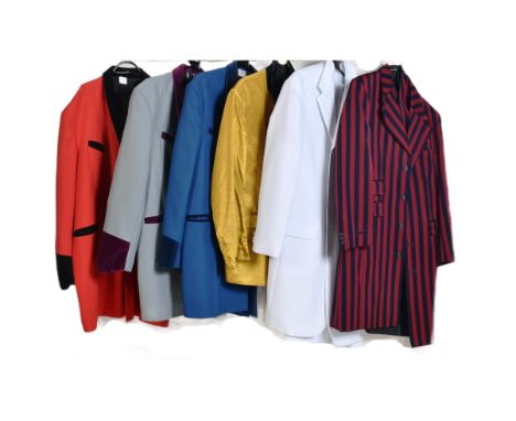 A collection of vintage late 20th century gentlemen's suit jackets for theatrical performances. The lot
to include a boater s
