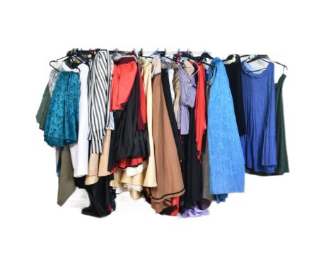 A large collection of vintage 20th century theatrical costume ladies skirts &amp; underskirts. The lot to include a mesh blue