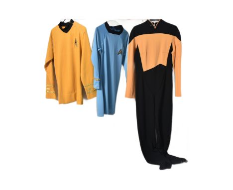 Three vintage Star Trek sci-fi style costumes for theatrical performances / comic conventions / cosplay. The lot to include t