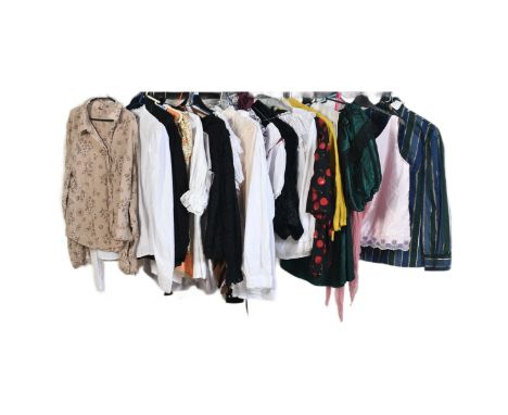 A collection of vintage late 20th century ladies blouses, used in theatrical performances and stage productions. The lot to i