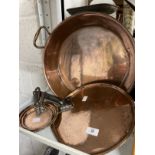 19th/20th cent. Kitchenalia: Copper handled preserve pan, dia. 14½ins, height 4ins. Copper bodied