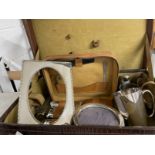 20th cent. Travelling set with silver plated contents plus one other mixed plate and two silver