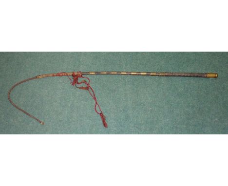 19thC driving whip with brass mounts