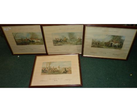 Set of 4 framed fox hunting prints