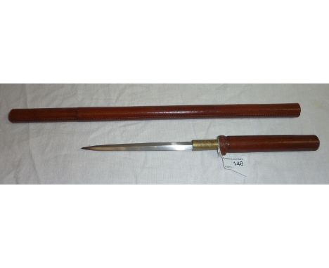 Military style leather bound swagger sword stick with 6.5 inch blade