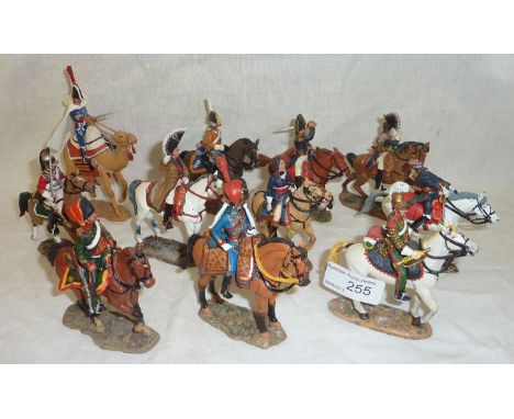 Group of 11 DelPrado cast metal figures of mounted Napoleonic era French cavalry