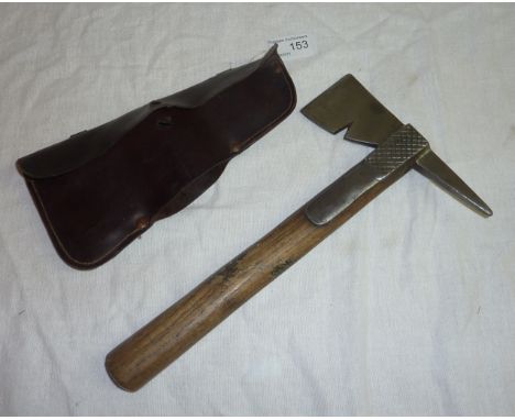 Scout's axe with leather sheath and hanger
