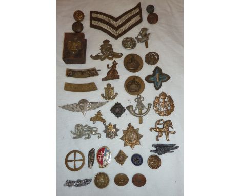 Selection of various British cap badges inc Royal Artillery, Light Infantry, Indian Army Ordnance Corps etc various military 