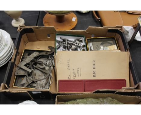 Box of railway engineering tools, books etc