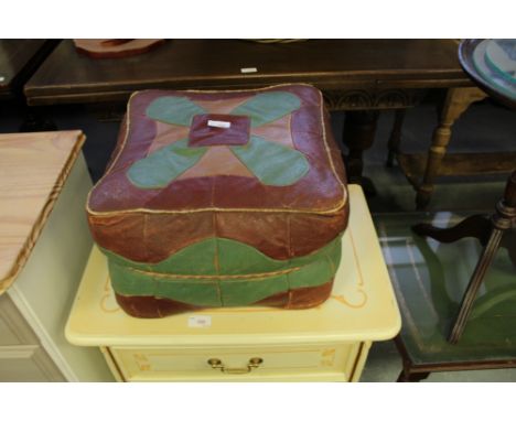 1930's leather pouffe