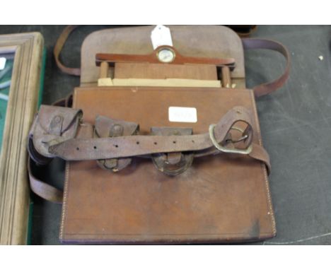 Leather map case, scroll map reader with compass