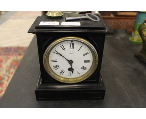 French black slate mantle clock
