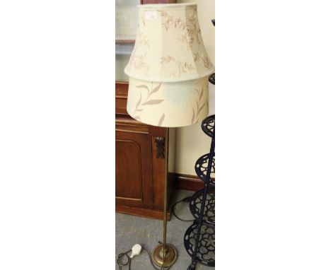 Brass standard lamp and 2 shades