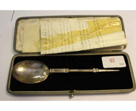 Cased silver replica Roman spoon