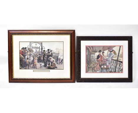 AFTER A. E. EMSLIE; colour lithograph, 'Crossing The Mersey: The Steam-Ferry between Liverpool and Birkenhead', 31.5 x 51cm, 