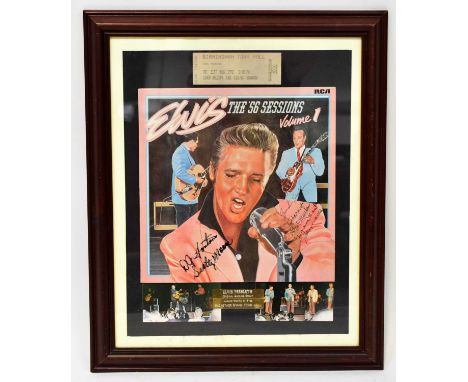 ELVIS PRESLEY; an LP record signed by Elvis Presley's backing group, the Jordanaires, comprising Gordon Stoker, Neal Mathews,