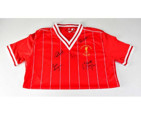 LIVERPOOL FC; a replica Rome 1984 football shirt, signed to the front.Condition Report: - We have not authenticated these sig