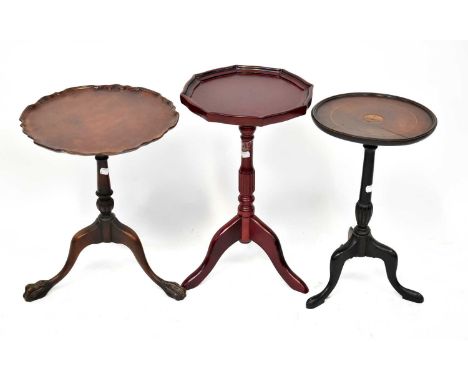 Three side tables, all on turned columns to tripod bases, height of largest 53cm (3).